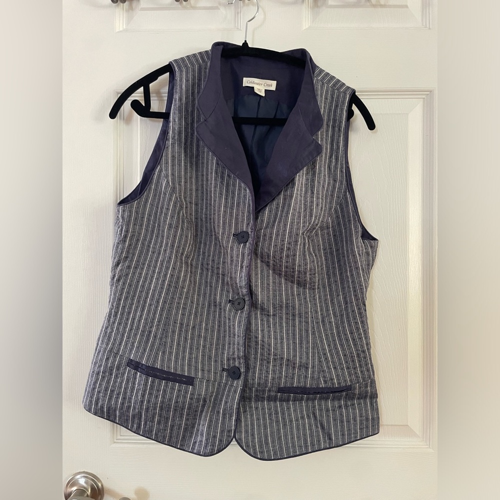 Coldwater Creek Navy Pinstripe Vest